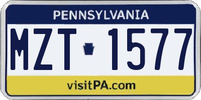 PA license plate MZT1577