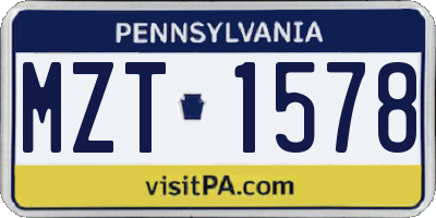 PA license plate MZT1578