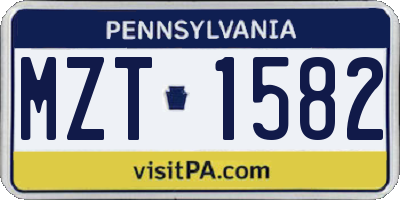 PA license plate MZT1582
