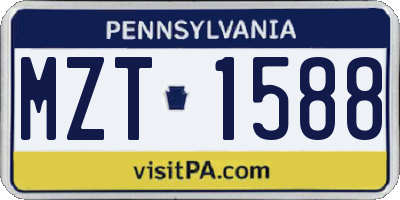 PA license plate MZT1588