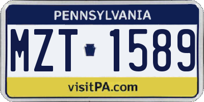 PA license plate MZT1589