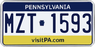 PA license plate MZT1593