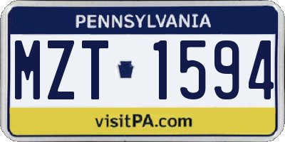 PA license plate MZT1594