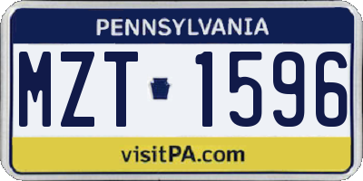 PA license plate MZT1596