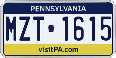 PA license plate MZT1615