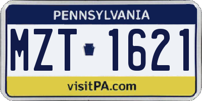 PA license plate MZT1621