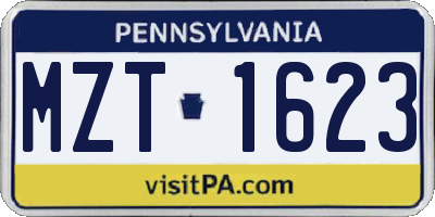 PA license plate MZT1623
