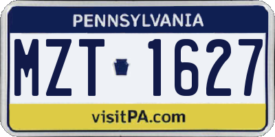 PA license plate MZT1627