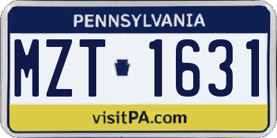 PA license plate MZT1631