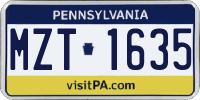 PA license plate MZT1635