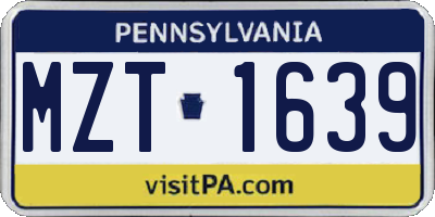 PA license plate MZT1639