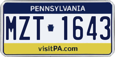 PA license plate MZT1643