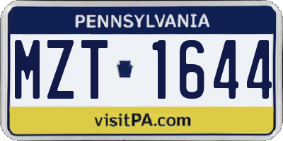 PA license plate MZT1644