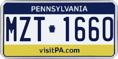 PA license plate MZT1660