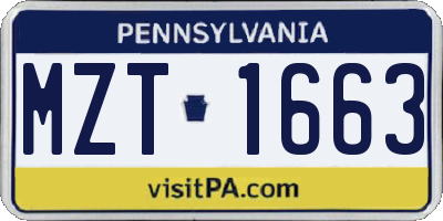 PA license plate MZT1663