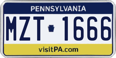 PA license plate MZT1666