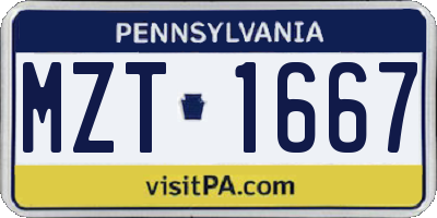 PA license plate MZT1667