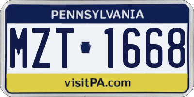 PA license plate MZT1668