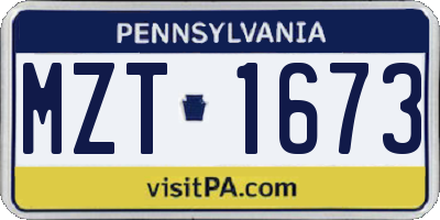 PA license plate MZT1673