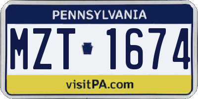 PA license plate MZT1674