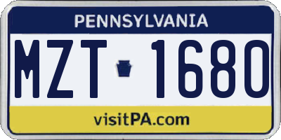 PA license plate MZT1680