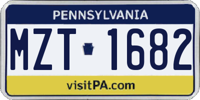 PA license plate MZT1682