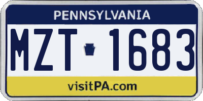 PA license plate MZT1683