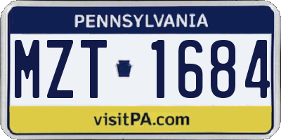PA license plate MZT1684
