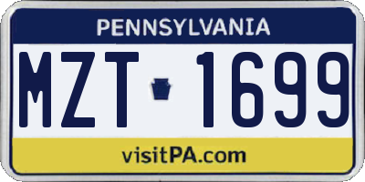 PA license plate MZT1699