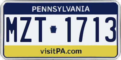 PA license plate MZT1713