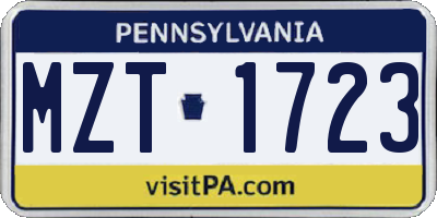 PA license plate MZT1723