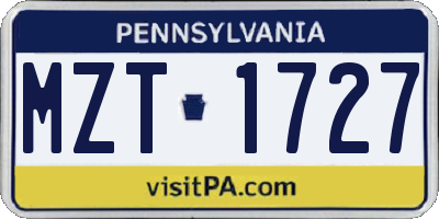 PA license plate MZT1727