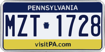 PA license plate MZT1728
