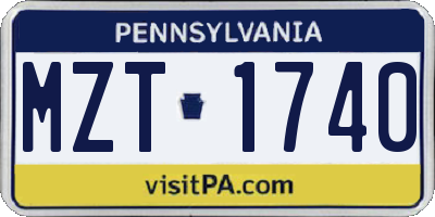 PA license plate MZT1740