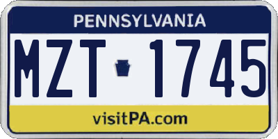 PA license plate MZT1745