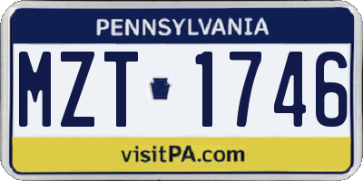 PA license plate MZT1746