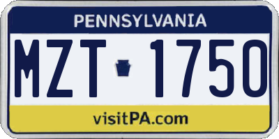 PA license plate MZT1750