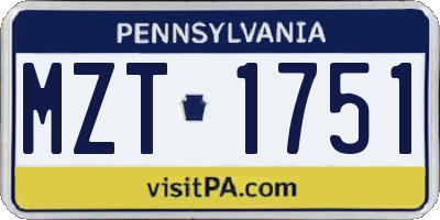 PA license plate MZT1751