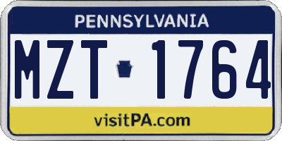 PA license plate MZT1764
