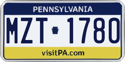 PA license plate MZT1780