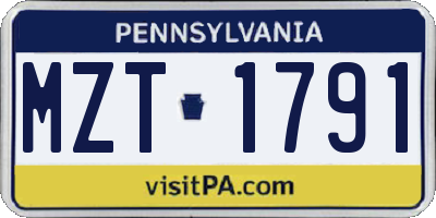 PA license plate MZT1791