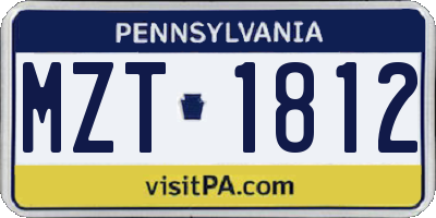 PA license plate MZT1812