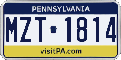 PA license plate MZT1814