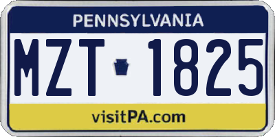 PA license plate MZT1825