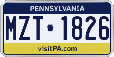 PA license plate MZT1826