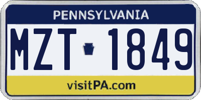 PA license plate MZT1849