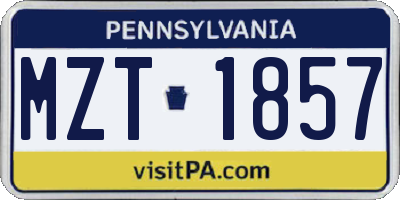 PA license plate MZT1857