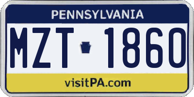 PA license plate MZT1860