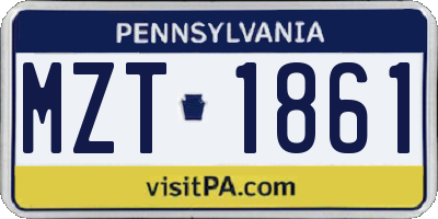 PA license plate MZT1861