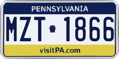 PA license plate MZT1866